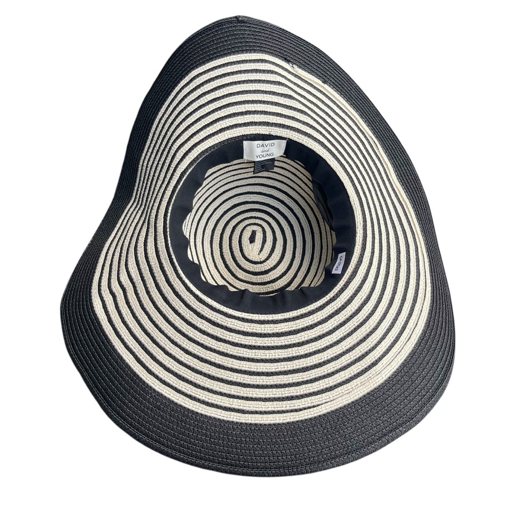David & Young Black/Cream Adjustable Tie Wide Brim Sun Hat - Picture 7 of 8